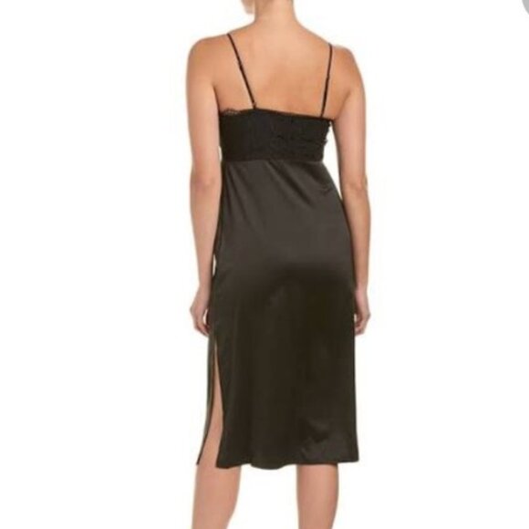 NWT BCBGeneration Black Satin Lace Bust with Slit Women's Slip Dress Size 8 - Picture 3 of 8